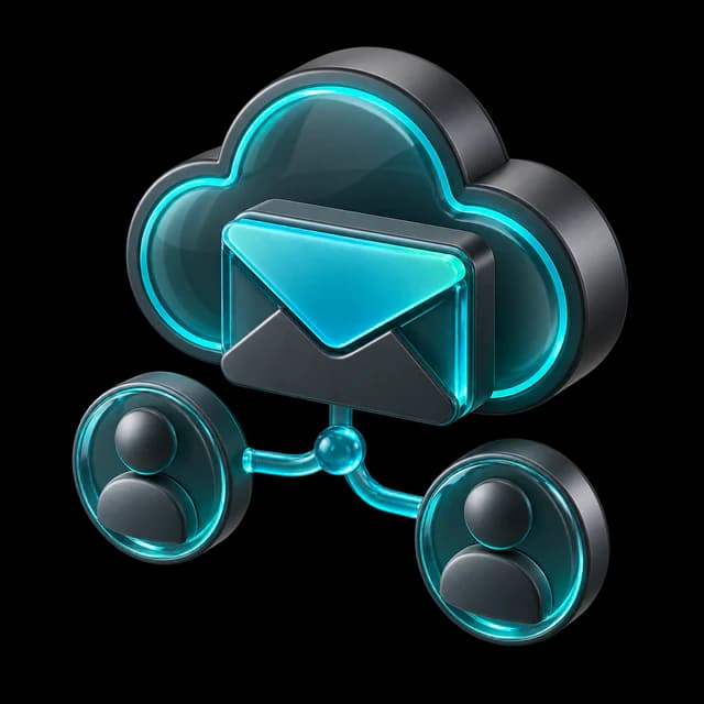 3D-Sticker für Cloud, Firmen-E-Mail und verbundene Benutzer