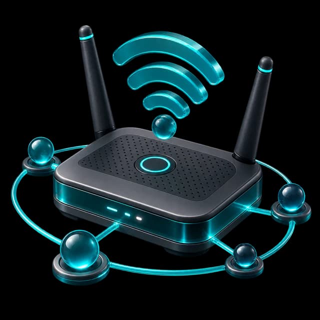 3D-Sticker eines vernetzten WLAN-Routers